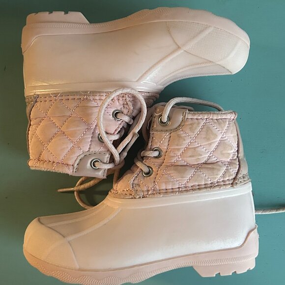 Sperry Toddler Girls Port Duck Boots Pink Rain Boots Size 10 Snow Boots Mud Boot - Picture 9 of 13
